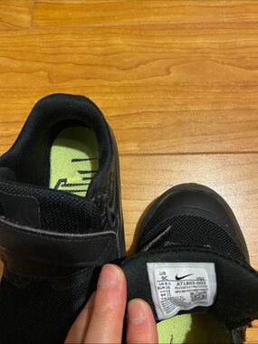 Nike Kids Black Sneakers with Lime Green Insoles